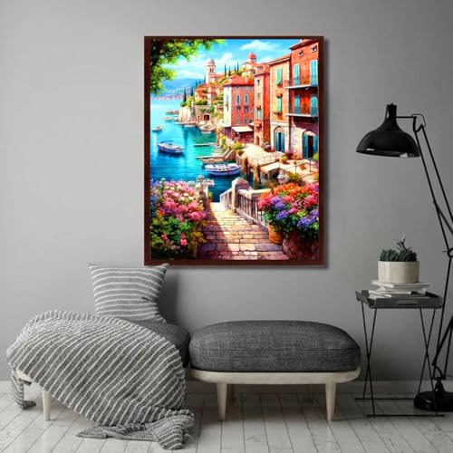 HASTHIP® Diamond Painting Kit 12x16 inch DIY Art Craft Lakeside Town Scenery Material for Home Wall Decor Gift with Tools and Accessories 2 PCS HASTHIP® Diamond Painting Kit 12x16 inch DIY Art Craft Lakeside Town Scenery Material for Home Wall Decor Gift with Tools and Accessories 2 PCS